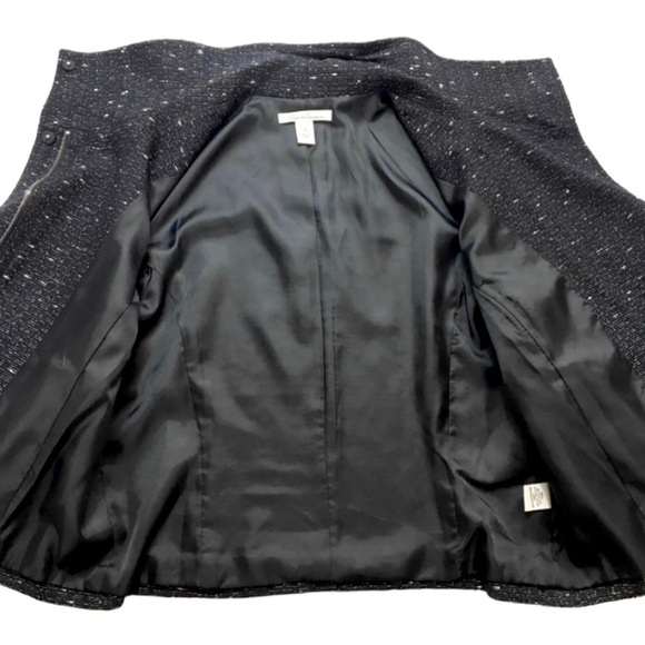 KENNETH Cole Retro Tweed Kimono-sleeve Crop Blazer Jacket in Space Black - Picture 8 of 8